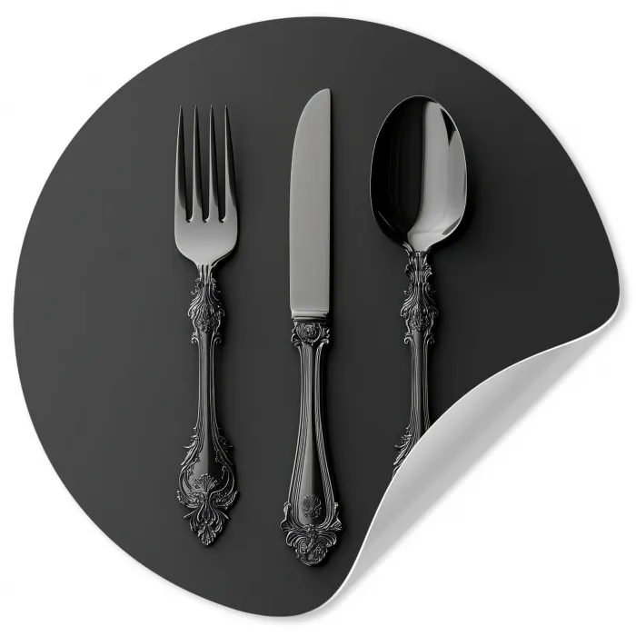 Bestek - Zwart Wandcirkel behangsticker klein -3d