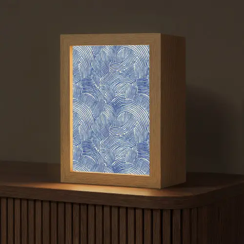 Modern - Abstract - Blauw Light Box met kabel (Tafellamp) klein 925 -z3d_website