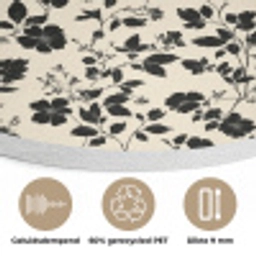 Bloemen - Dessin - Zwart Akoestische PET Vilt - Rond klein 838 -closeup_NL