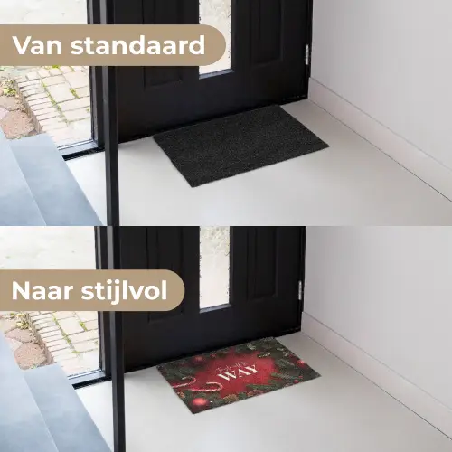Kerst - Quote - Rood - Kerstballen Deurmat klein -voor-na_NL
