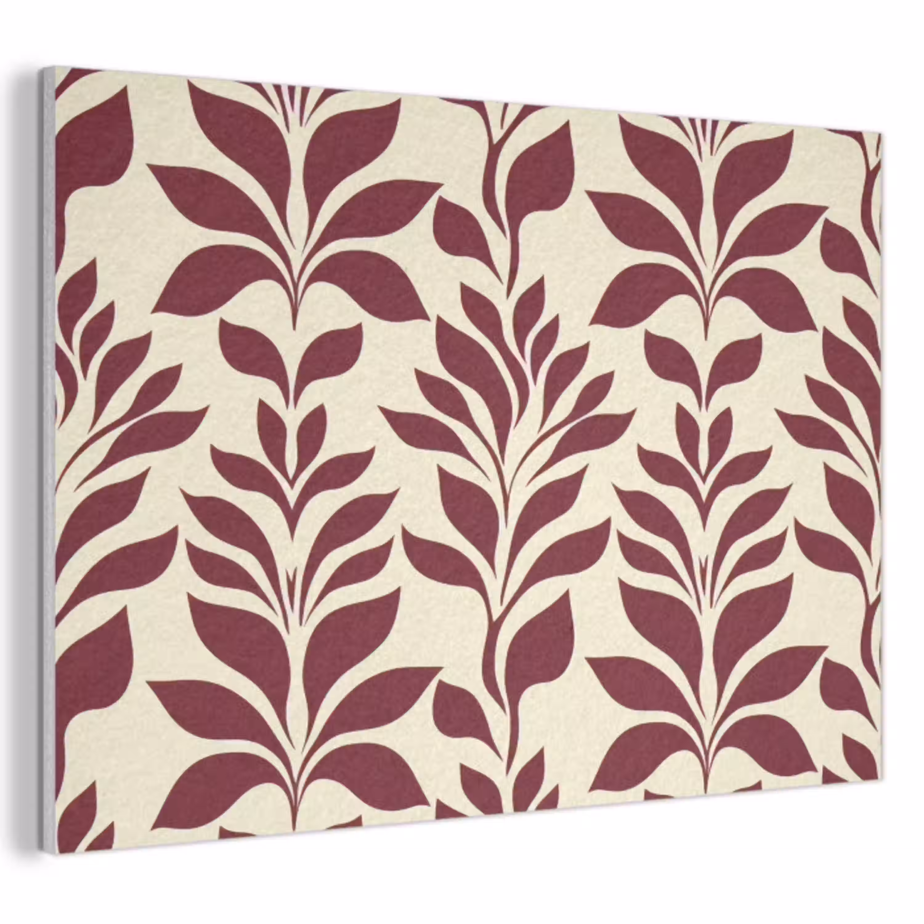 Abstract - Bladeren - Burgundy PET vilt klein 837 -3d