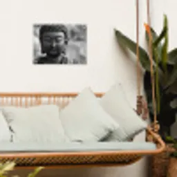 Boeddha - Grijs - Spiritualiteit - Buddha beeld - Religie tuinposter los doek klein -sfeer7