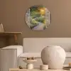 Doorkijk - Bloemen - Natuur - Zon - Pad Akoestische PET Vilt - Rond klein -sfeer1