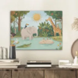 Jungle - Oase - Dieren - Kleurrijk PET vilt klein -sfeer1