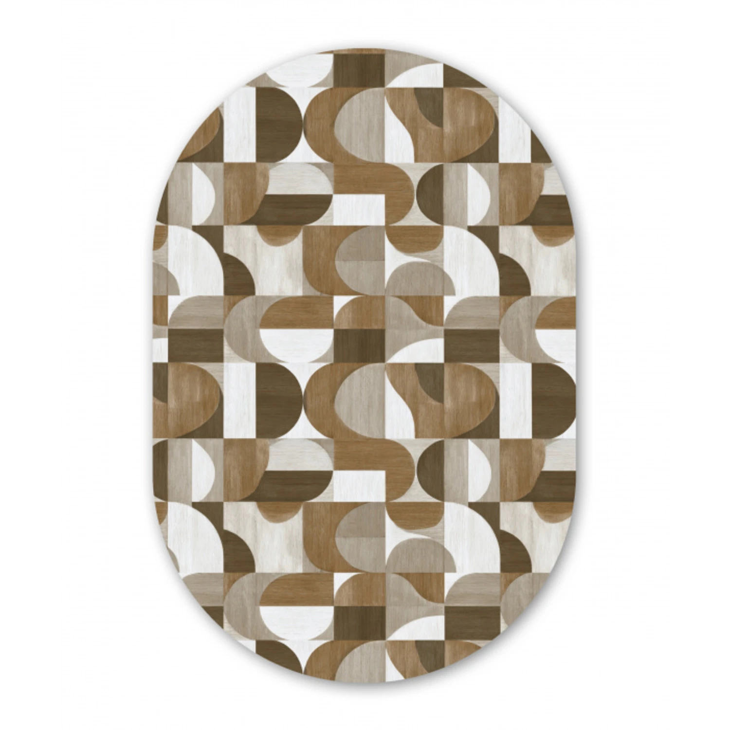 Abstract - Retro - Bruin Wandcirkel Ovaal Forex klein 630 -3d