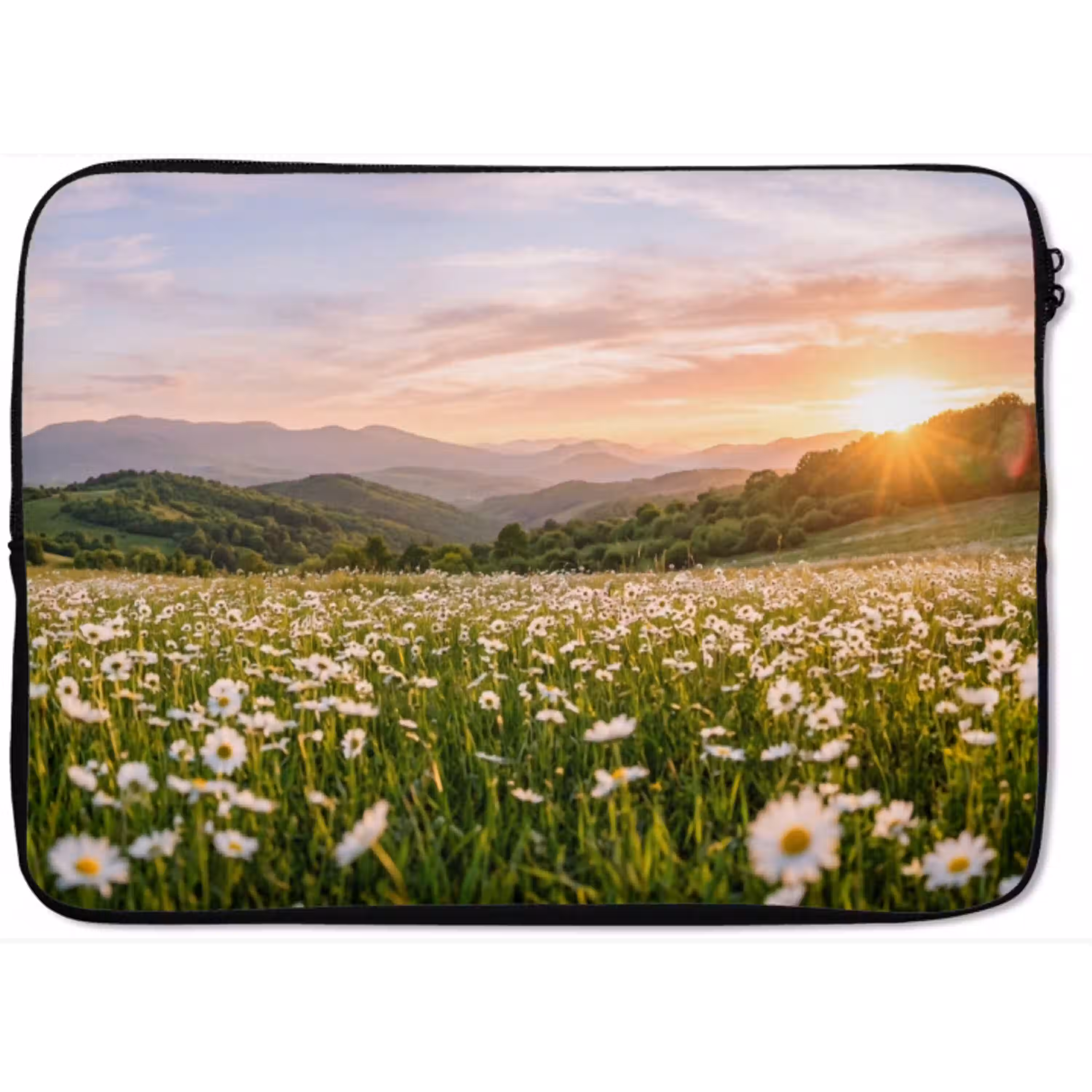 Madelief - Veld - Heuvels - Groen laptophoes neopreen klein -zkaufland3dotto