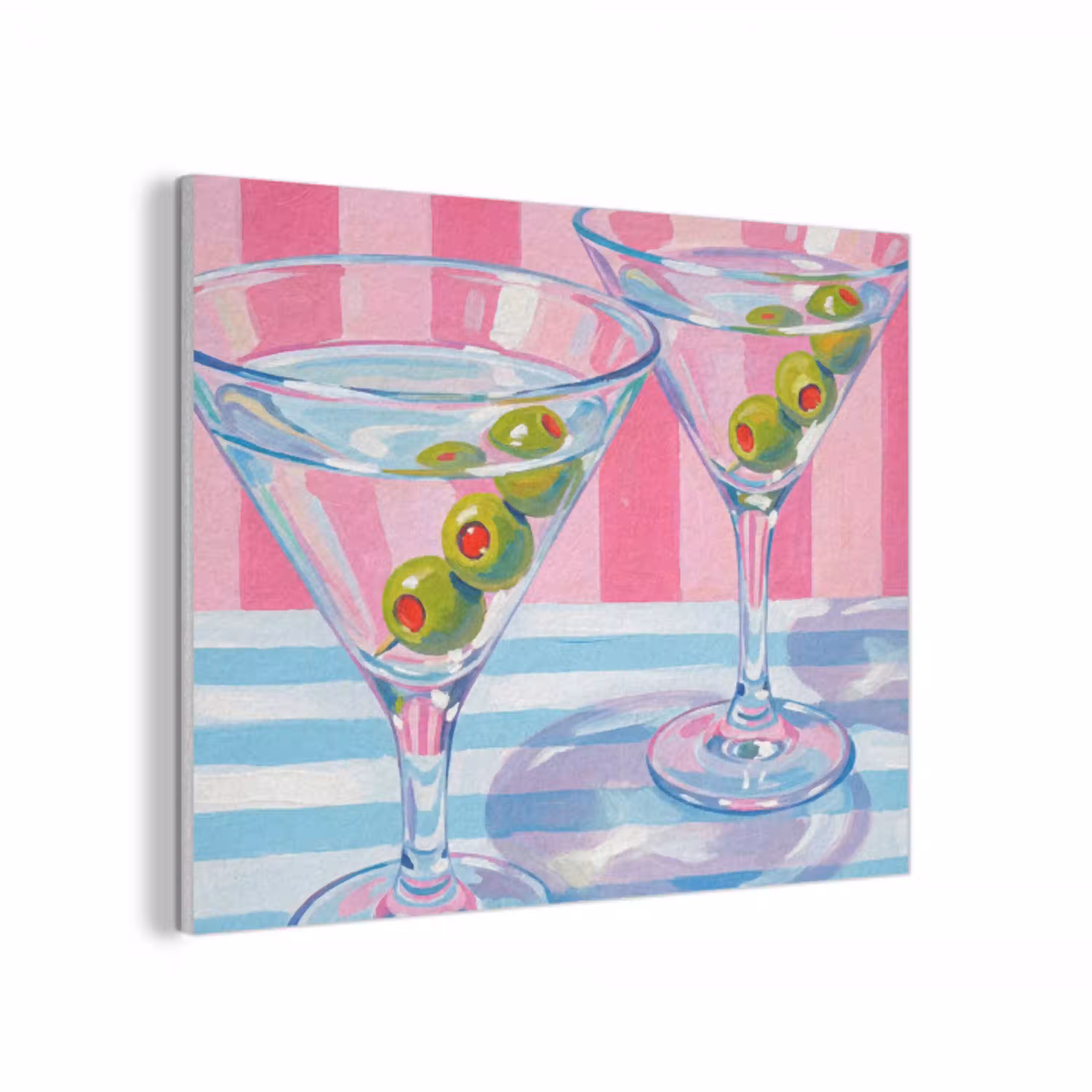 Cocktail - Olijven - Kunst - Modern - Roze PET vilt klein -3d