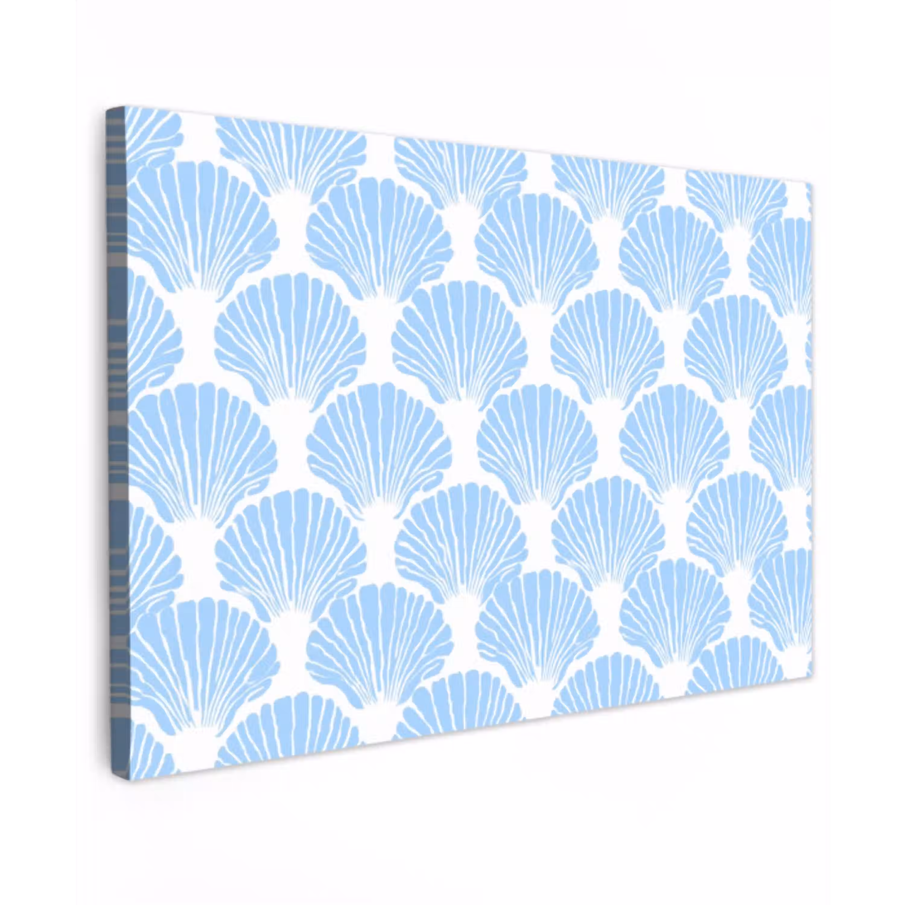 Blauw - Wit - Schelpen - Grafisch - Structuur canvas 2cm klein 34 -z3d