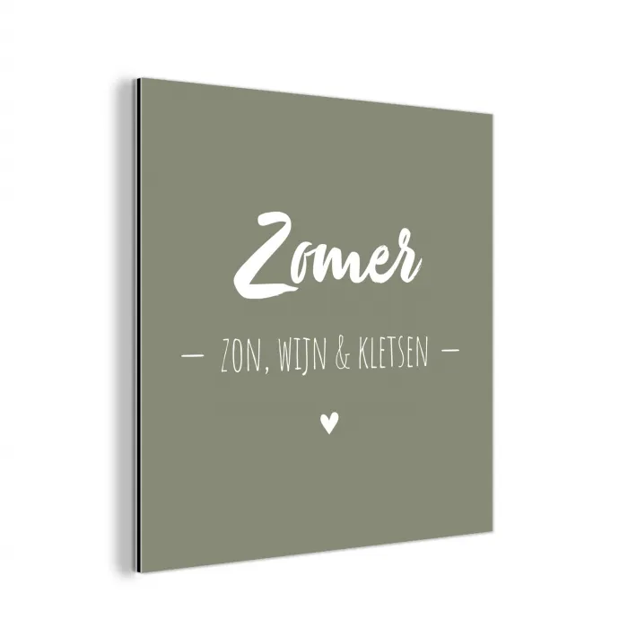 Quotes - Zomer, zon, wijn & kletsen - Tekst - Zomer aluminium wit klein -3d