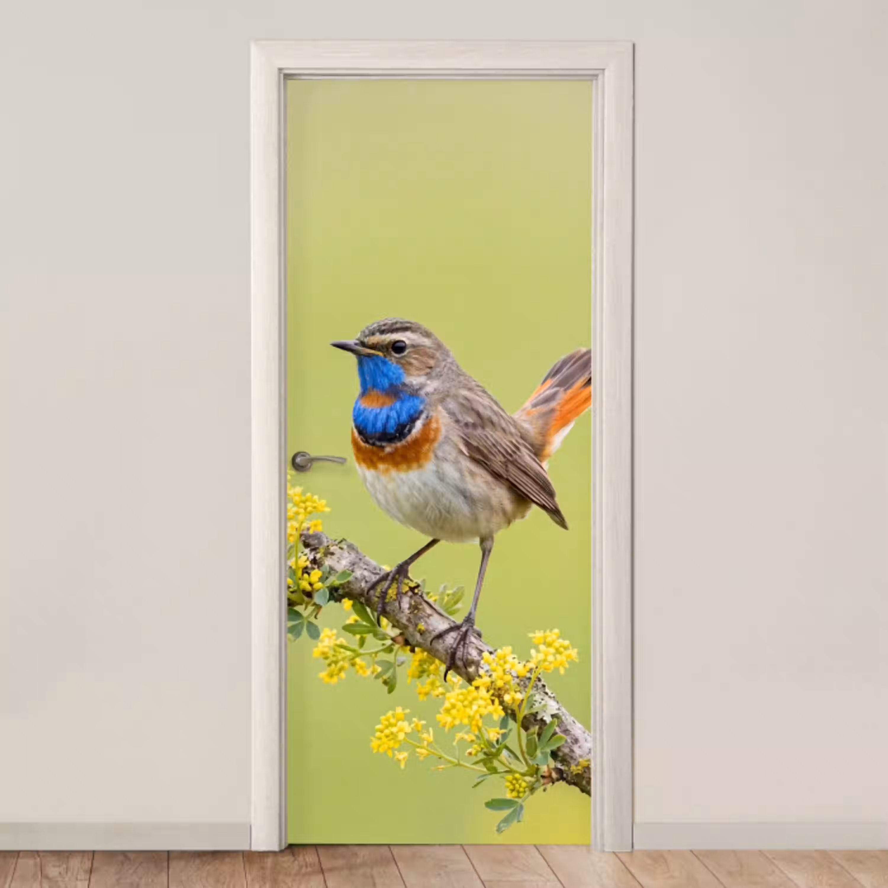 Vogel - Tak - Natuur - Kleurrijk deurposter klein -3d_beige