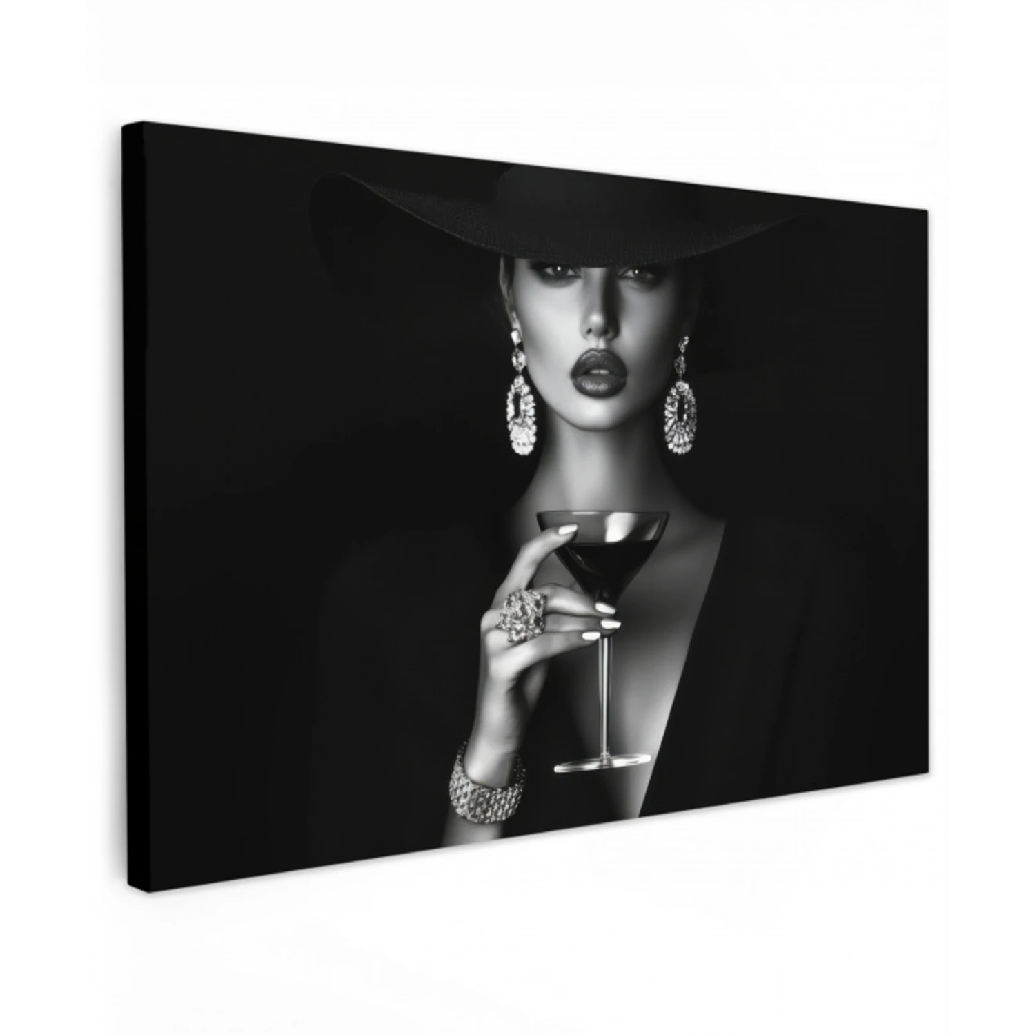 Vrouw - Cocktail - Chic Tuinposter op houten frame 2 cm dik klein -3d