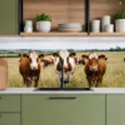 Koeien - Portret - Weide - Boerderij - Nieuwsgierig keuken achterwand 2 middel -sfeer3