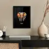 Olifant versierd met kleurrijke spetters fotolijst zwart zonder passe partout klein -sfeer1