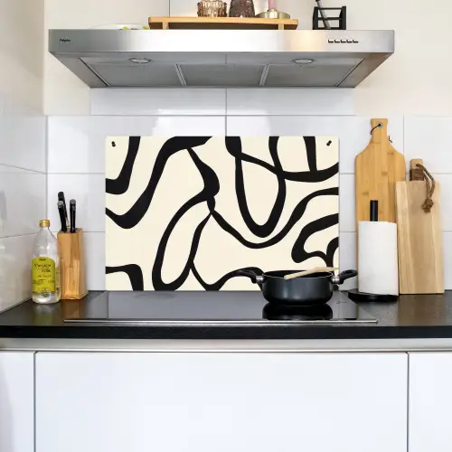 Abstract - Lijnen - Modern - Beige Inductie beschemer met haakjes klein -sfeer2