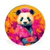 Kimono - Roze - Panda - Bloemenkroon Wandcirkel aluminium klein -3d