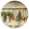 Hout - Keukengerei - Stilleven - Tegels KitchenYeah - Keuken - Wandcirkel Forex klein -3d