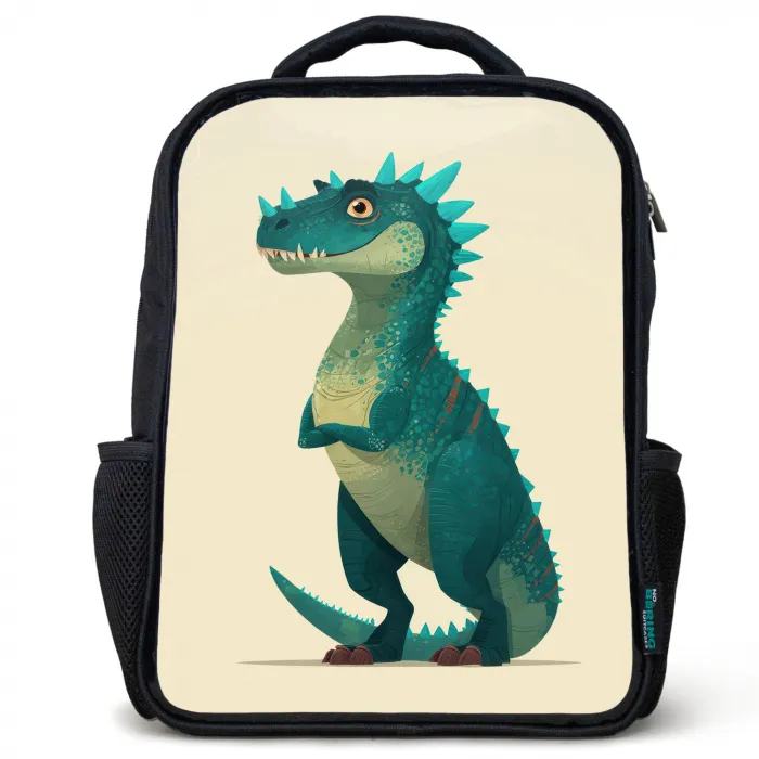 Dinosaurus - Turquoise - Stekels Rugzak - Zwart middel -3d