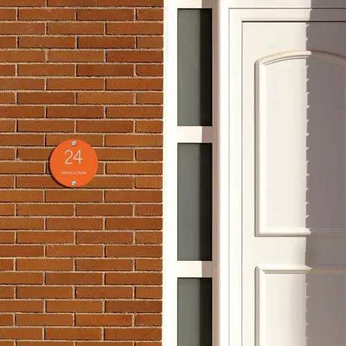 Oranje - Klassiek Naambord Rond klein -sfeer3-rond-XS