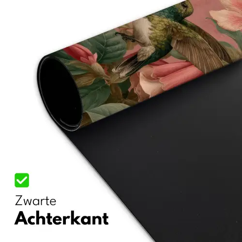 Kolibries - Bloemen - Groen - Roze Muismat XXL klein -sfeer2