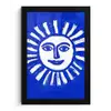 Zon - Gezicht - Penseelstructuur - Blauw fotolijst zwart zonder passe partout klein -3d