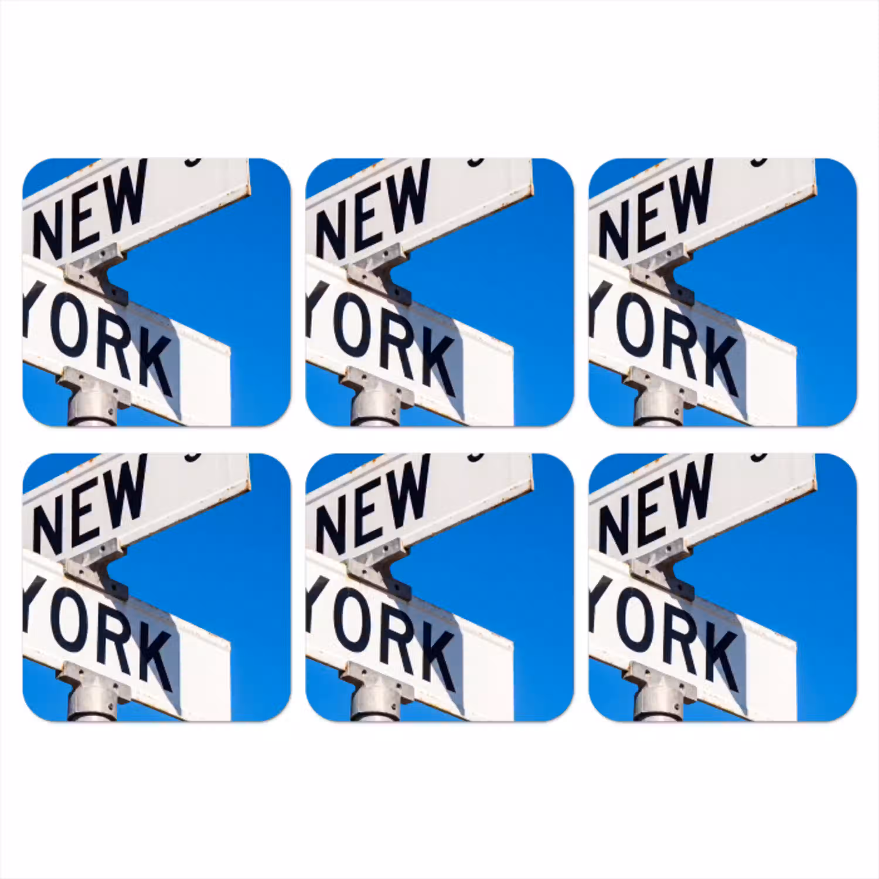 New York - Straatbord - Stad - Urban - Blauw onderzetter kurk middel -3d