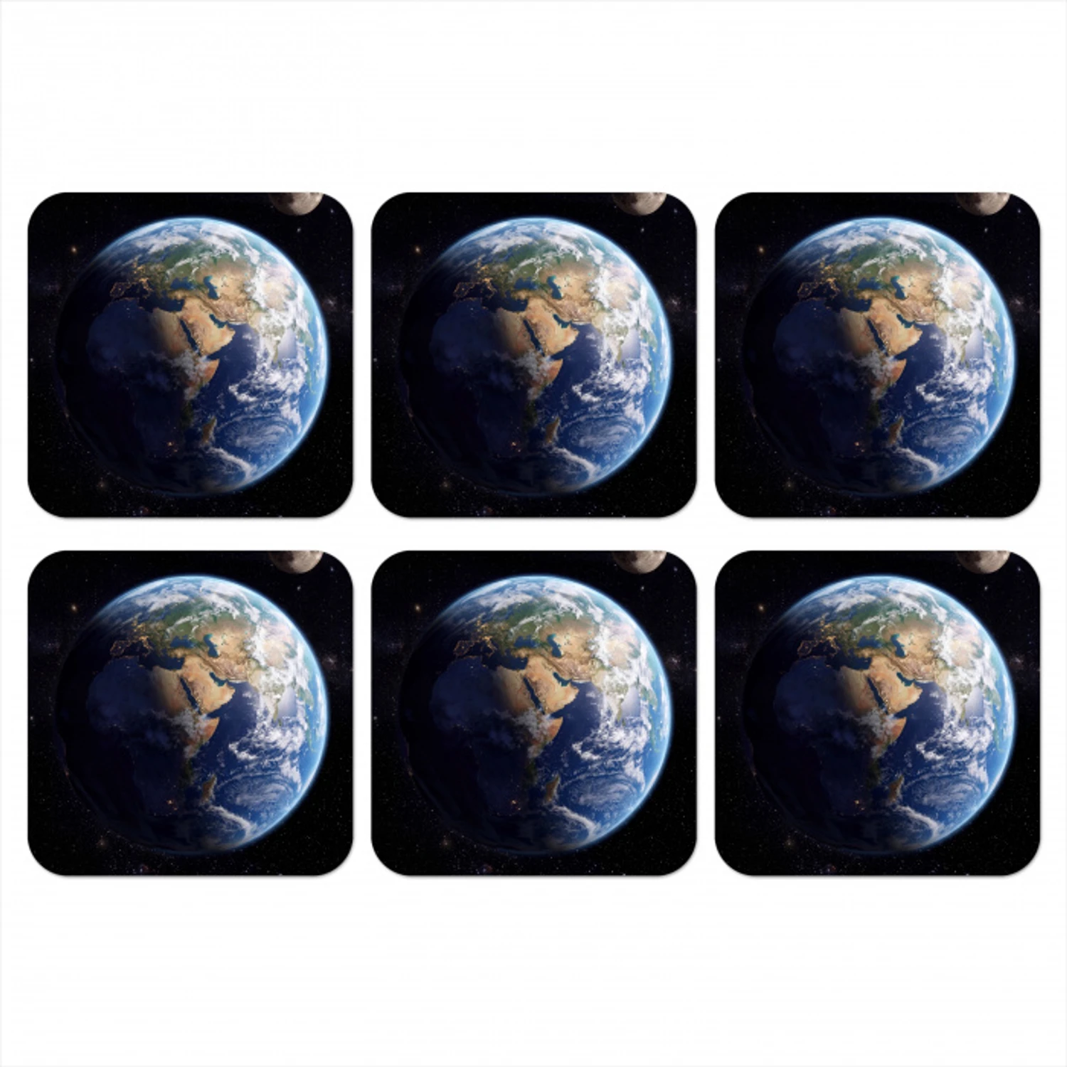 Aarde - Ruimte - Blauw - Groen onderzetter kurk middel -3d