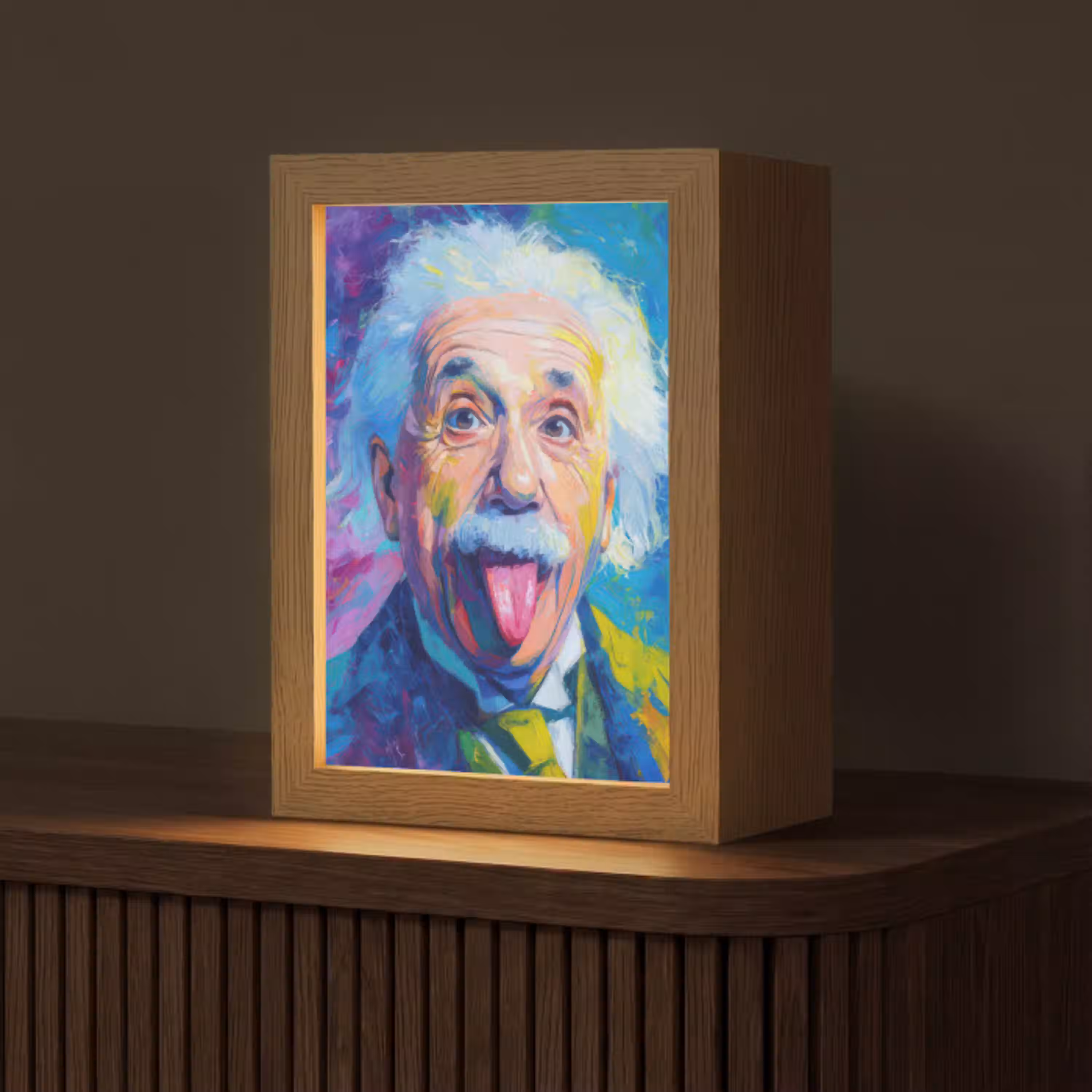Oude man - Expressief - Kleurrijk Light Box met kabel (Tafellamp) klein -z3d_website