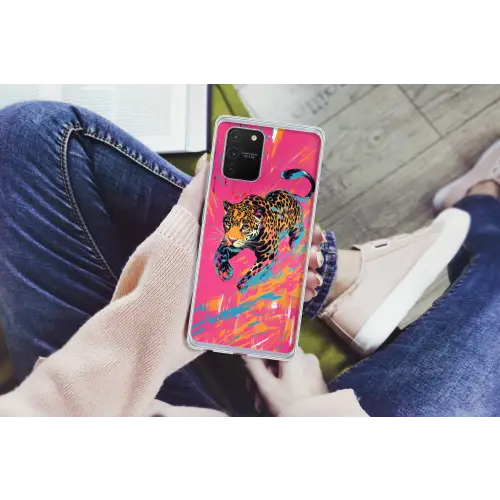 Luipaard - Roze - Oranje - Blauw - Verf Telefoonhoesje Samsung Galaxy S10 Lite klein -handS10Lite