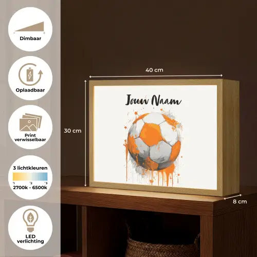 Voetbal - Abstract - Oranje - Verfspatten Light Box met batterij (Wandlamp kind) middel -USP_websiteoverzichtNL