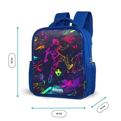 Straatvoetbal in ruimtekleuren Kinderrugzak - Blauw middel -productfoto_formaten