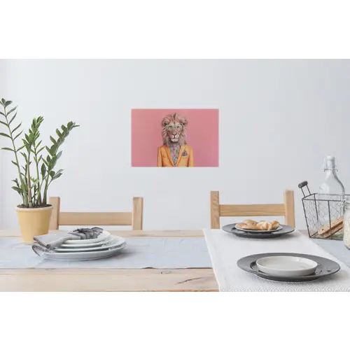 Leeuw - Pak - Geruit - Bril Muursticker klein -eettafel