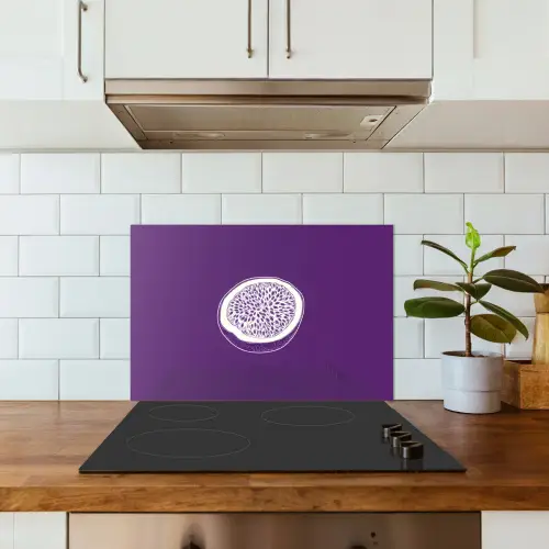 Passievrucht - Zaadjes - Paars - Minimalistisch keuken achterwand spatscherm klein -sfeer2