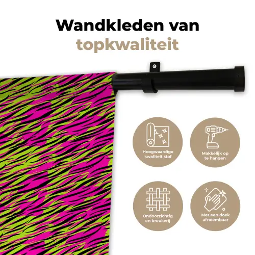 Roze - Groen - Neon - Dieren Wandkleed katoen klein 269 -sfeer2