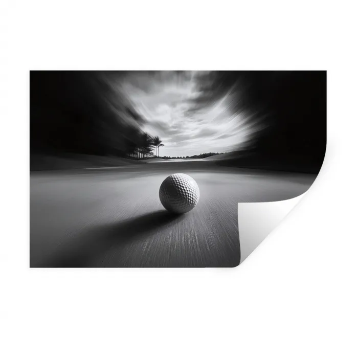 Golfbal - Wazig - Zwart Muursticker klein -3d