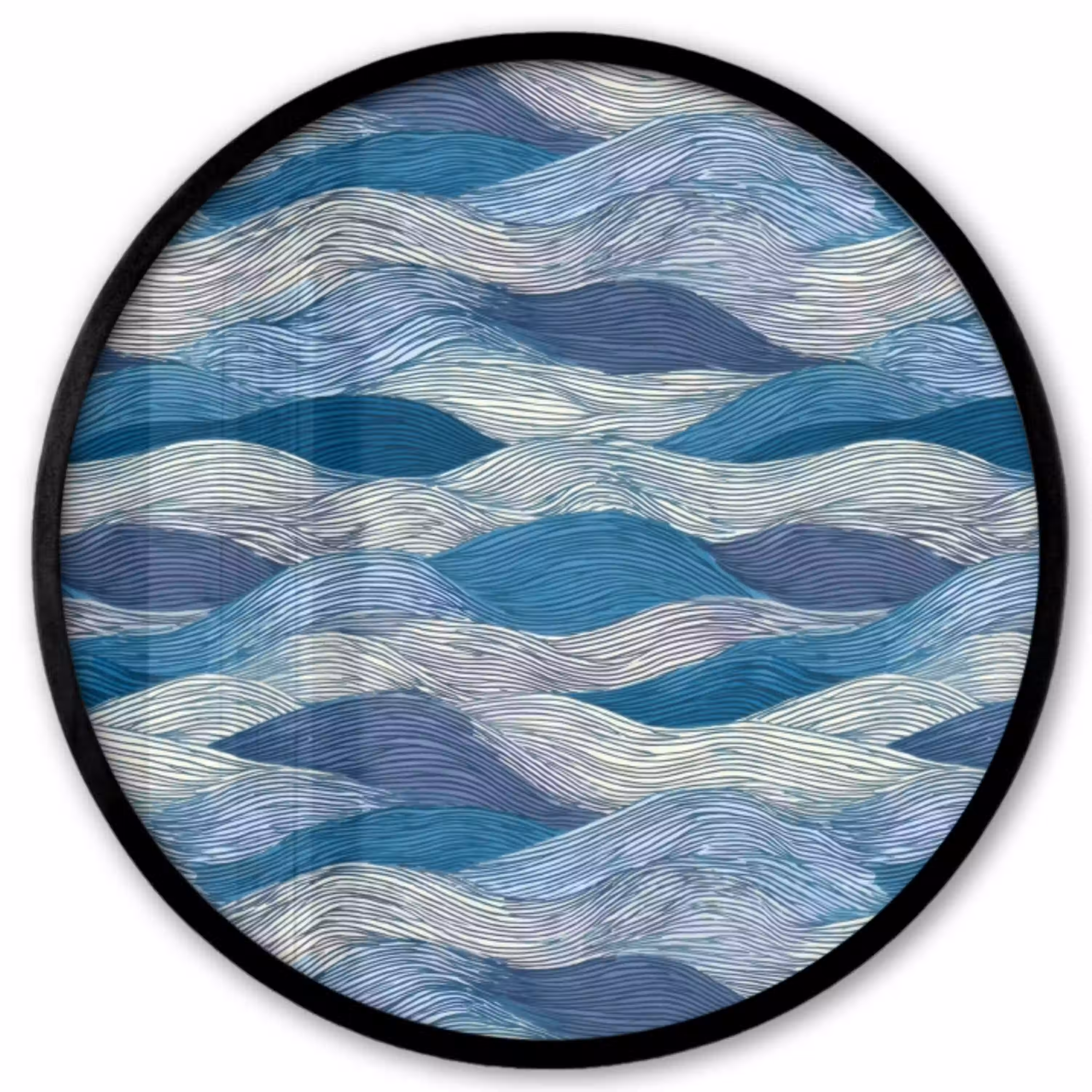 Getekend - Blauw - Wit - Golvend - Streepjes Fotolijst rond zonder passe partout klein 856 -3d