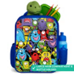 Monsters met Felle Kleuren Kinderrugzak - Blauw middel -inhoud_UK