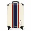 Crèmekleurige achtergrond met centrale tricolor baan en tekst Travel NBS - Handbagage koffer - Kinderen Unisex middel -productfoto_recht
