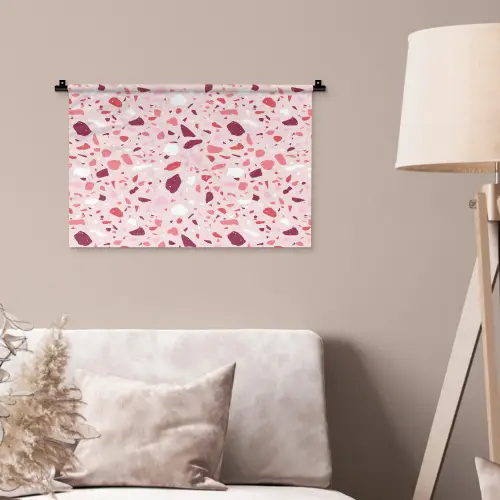 Terrazzo - Patroon - Roze Wandkleed katoen klein 269 -sfeer4