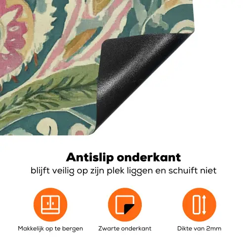 Patroon - Kleurrijk - Sierlijk - Groen Inductie beschermer vinyl 3mm klein -zzzzzzz-td-onderkant