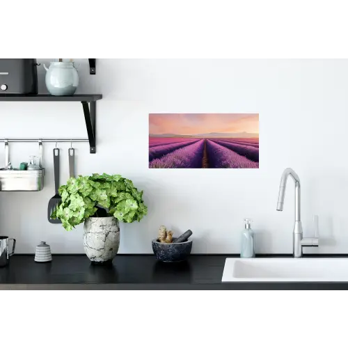 Lavendelveld - Zonsondergang - Paars - Bloemen Muursticker klein -keuken