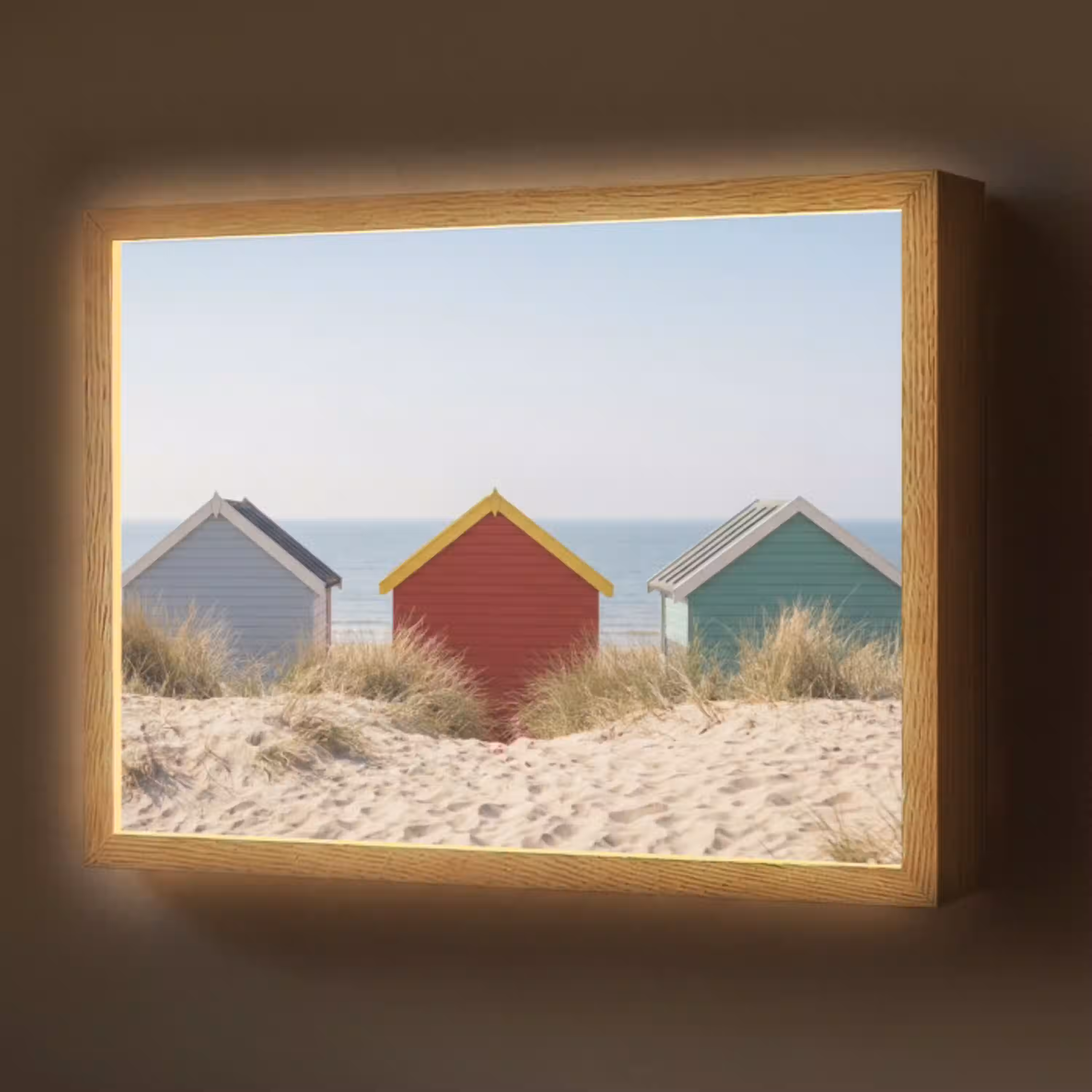 Strand - Huisjes - Kleurrijk - Duinen Light Box met batterij (Wandlamp) middel -z3d_website