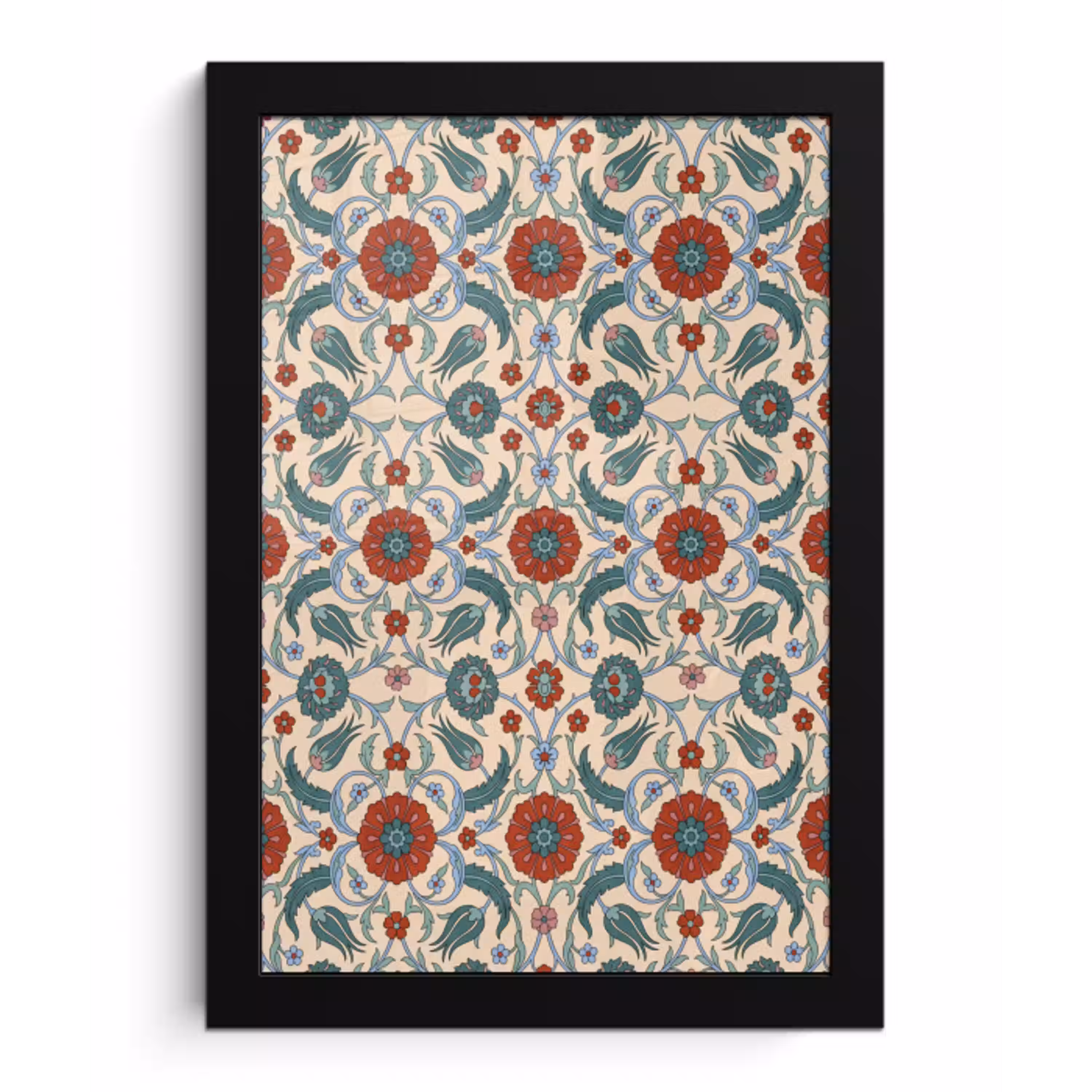 Bloemen - Patroon - Klassiek - Decoratie - Kleurrijk fotolijst zwart zonder passe partout klein -3d