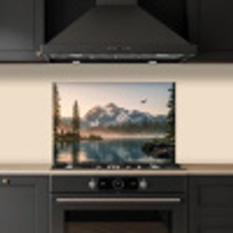 Bergen - Water - Bomen keuken achterwand spatscherm klein -sfeer1