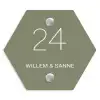 Olijfgroen - Klassiek Naambord Hexagon klein -3d