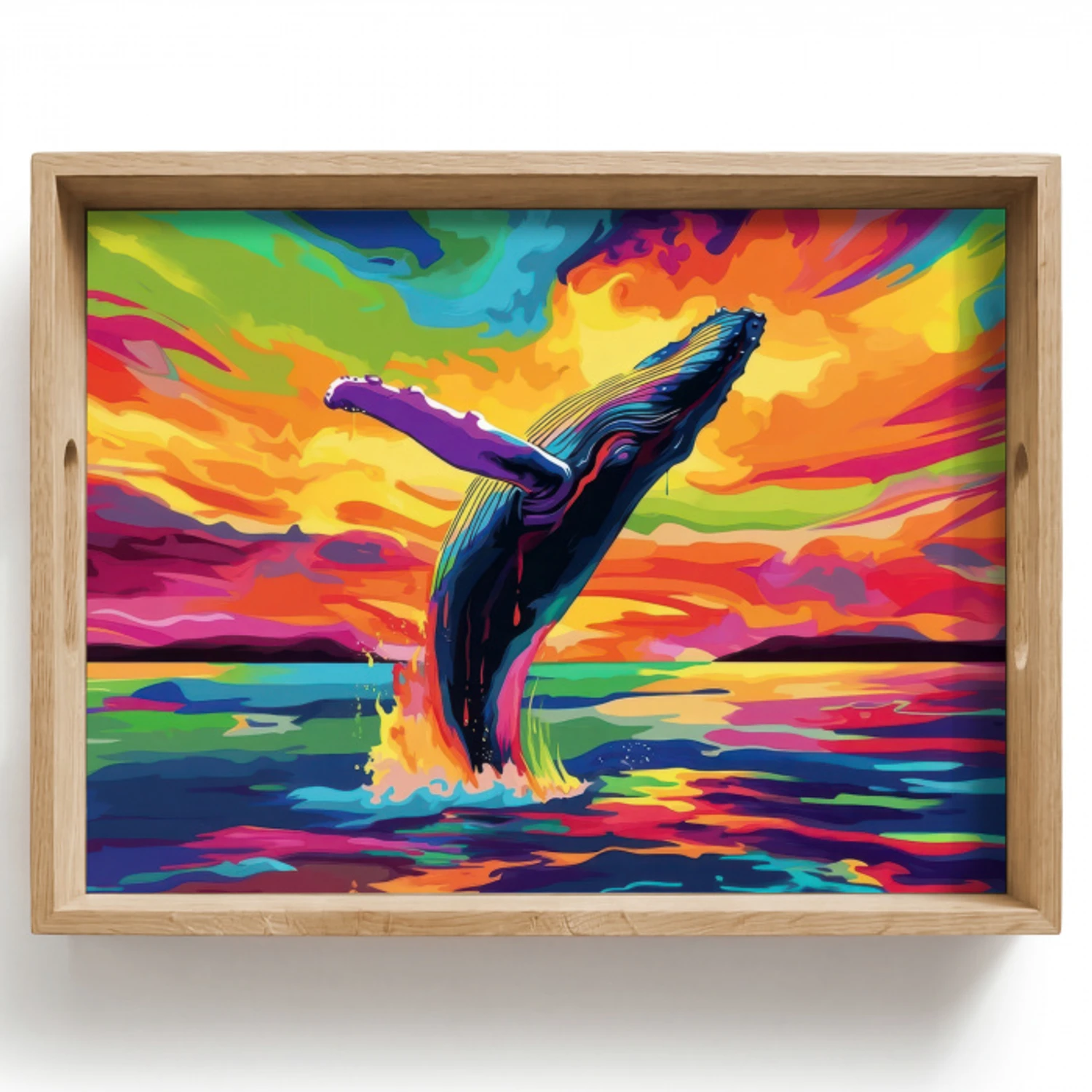 Zonsondergang - Walvis - Geschilderd - Kleurrijk Dienblad Rechthoek middel -z3d_shopping