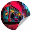 Boombox - Rood - Graffiti - Neon Wandcirkel behangsticker klein -3d