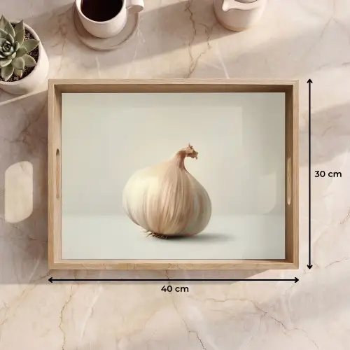 Knoflook - Natuurlijk - Beige Dienblad Rechthoek middel -USP_Formaat