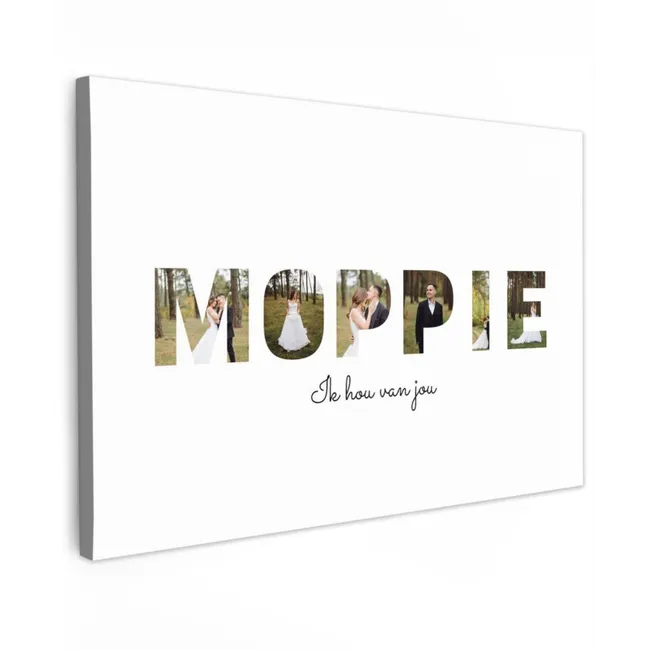 Gepersonaliseerd buiten canvas - Moppie - Lettercollage