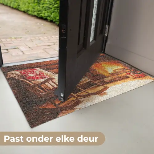 Winter - Kerst - Huis - Openhaard Deurmat klein -USP_NL