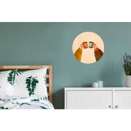 Illustratie - Mokken - Proosten - Bruin Wandcirkel aluminium klein -slaapkamer